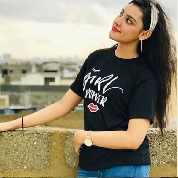 Emerce- GIRL POWER Printed Half Sleeves T Shirt Yellow