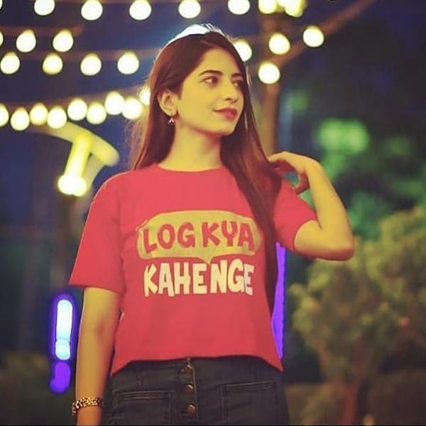 Emerce- LOG KYA KAHENGY Printed Half Sleeves T Shirt Red
