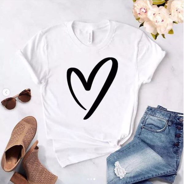 Emerce- Centre Heart Printed T-Shirt - white