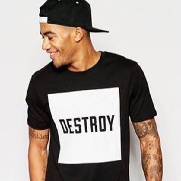 Emerce- DESTROY Printed Half Sleeves T Shirt Black