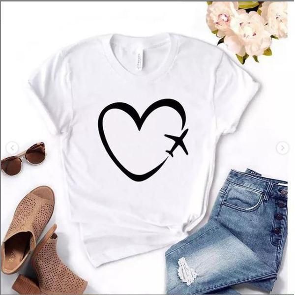 Emerce- HeartPlane Printed Half Sleeves T Shirt White