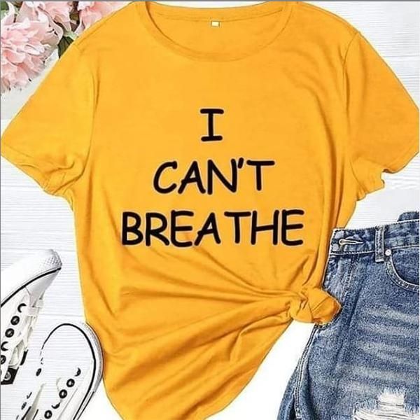 Emerce- I CANT BREATHE Printed Half Sleeves T Shirts Yellow