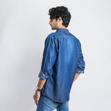 VYBE-Casual Shirt - Denim Discharge