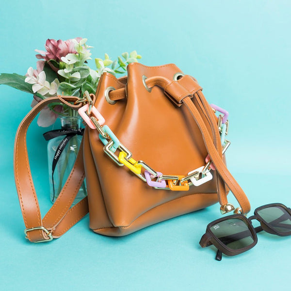 Shein - Bucket Bag with Chain - Mustard