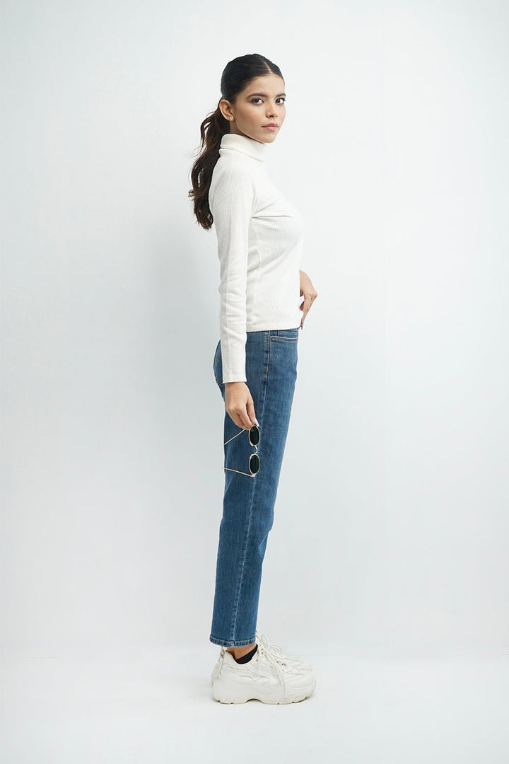 VYBE- Ladies Pants- Mid Blue Denim Jeans