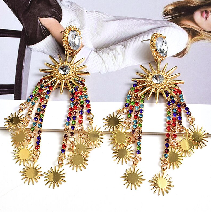 The Marshall- Multicolor Rhinestone Statement Earrings for Women - TM-E-69