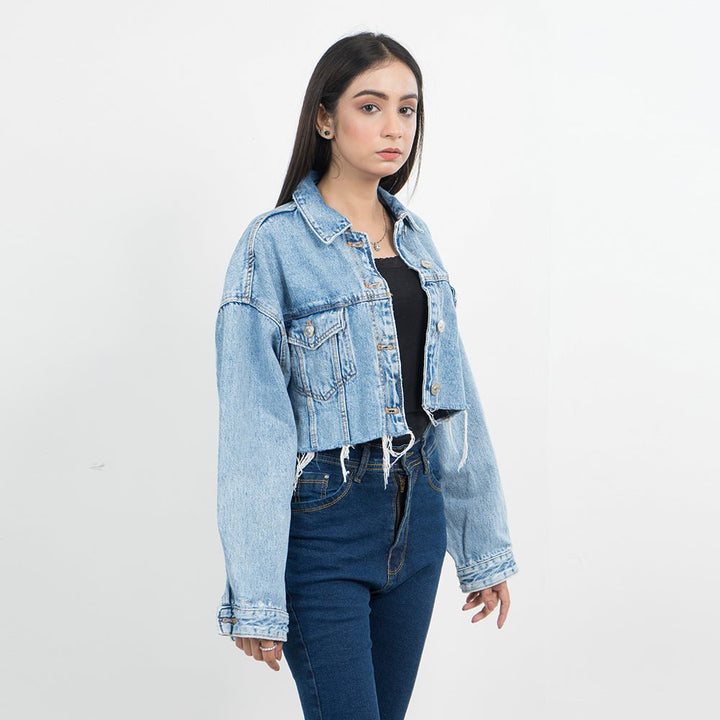 Vybe Basics - Blue Short Style Denim Jacket