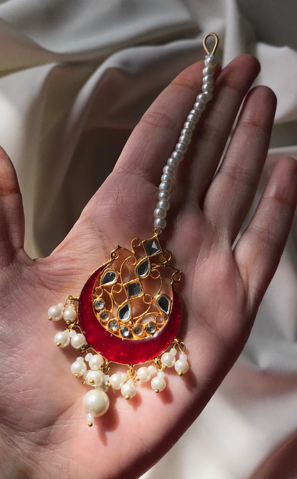 House Of Jewel- Intricate Red Kundan  Teeka