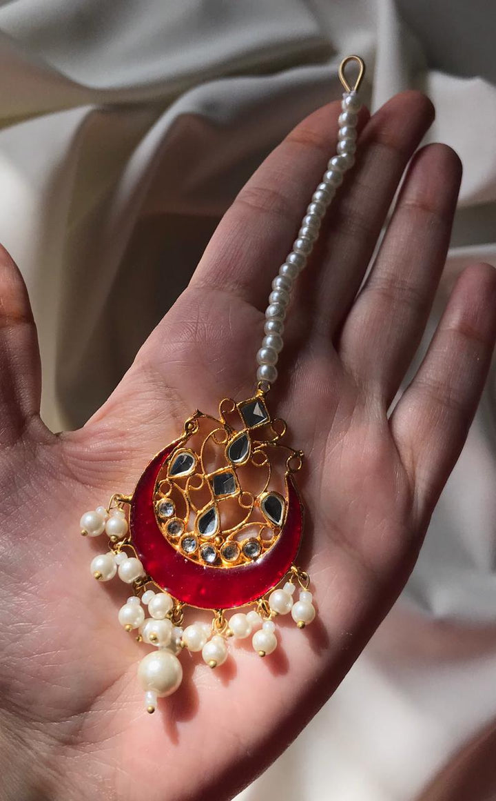 House Of Jewel- Intricate Red Kundan  Teeka