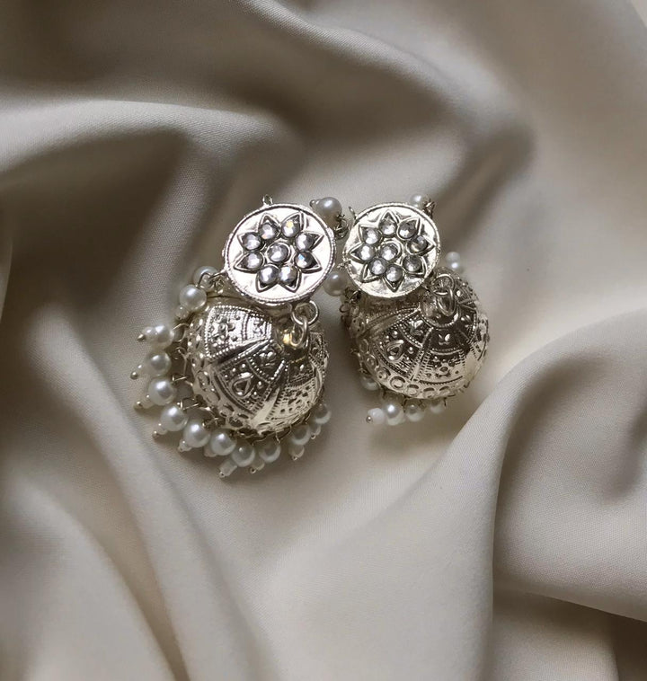 House Of Jewels- Small Silver Jhumkas