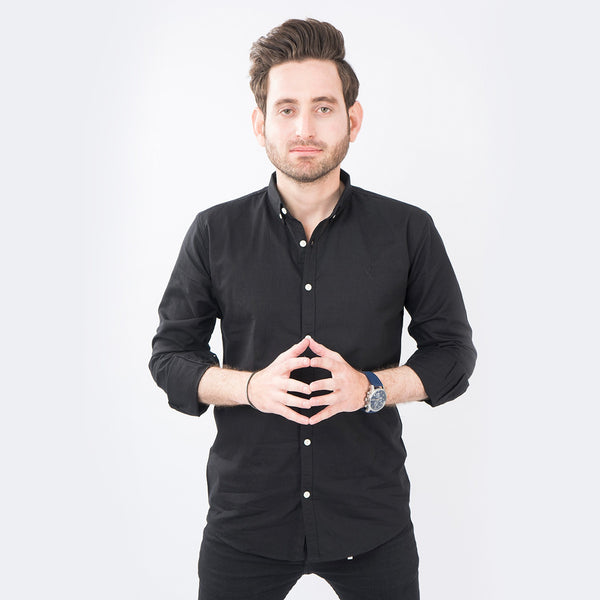 VYBE - Casual Solid Shirts- Black