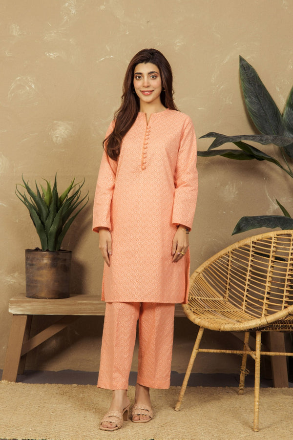 VYBE- Basic Co-Ord-Chikankari Peach(Only Kurta)