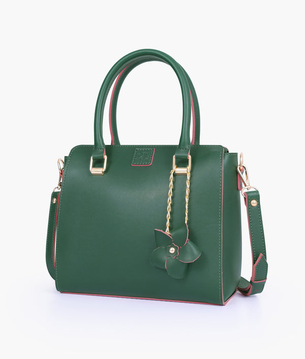 RTW - Army green handbag with flower charm