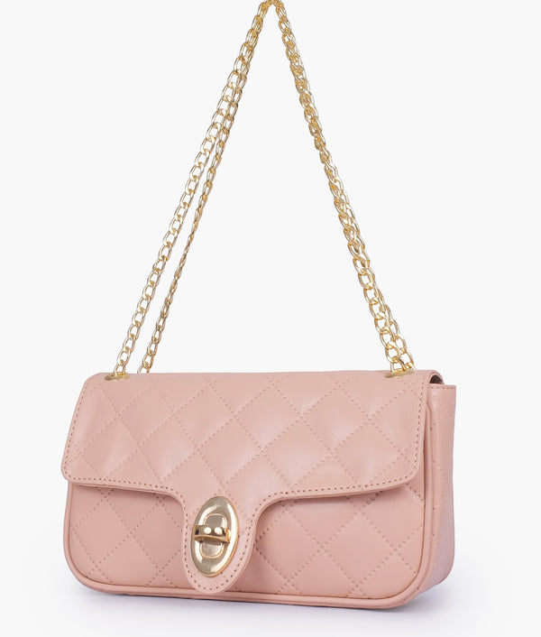 RTW - Baby pink quilted small shoulder bag with chain