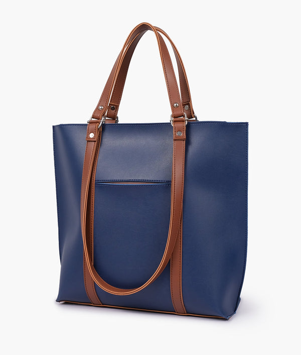 RTW - Blue and brown double-handle tote bag