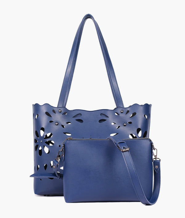 RTW - Blue two-piece floral tote