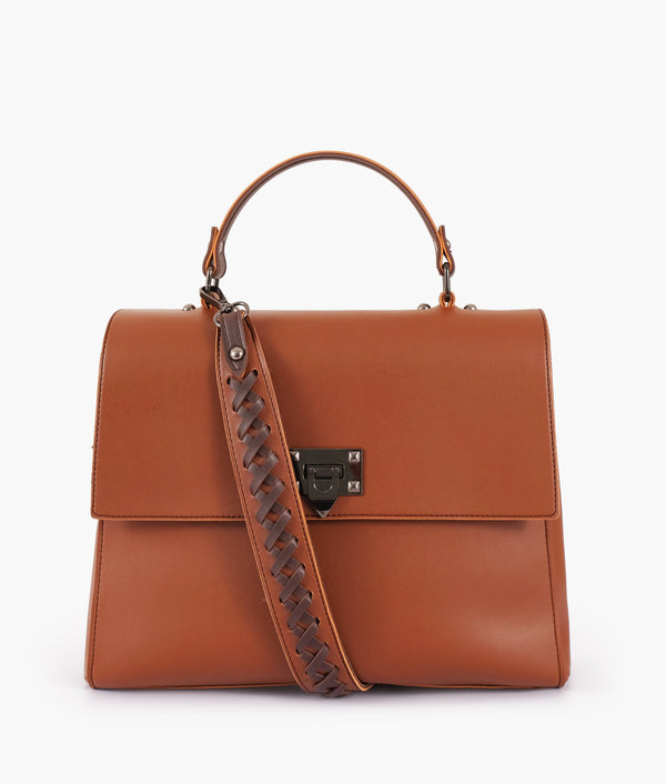 RTW - Brown flap-over top-handle bag