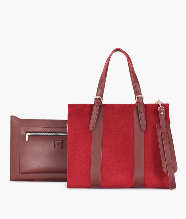 RTW - Burgundy suede laptop bag with sleeve