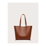 Shein- Crocodile Pattern Handbag- Brown