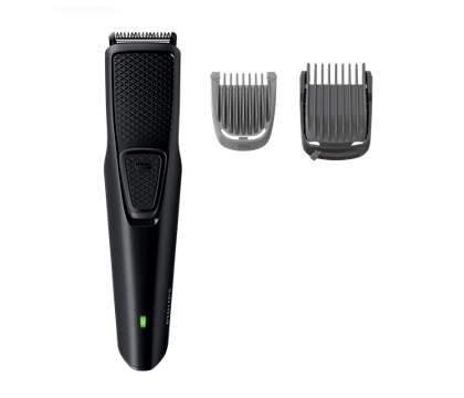 Philips Beard Trimmer 1mm Stubble Comb, USB Charging Cable, 5 -7 mm Beard combs, 8 Hr Charge - Up to 30 min run time, Black color, Battery Low Indicator