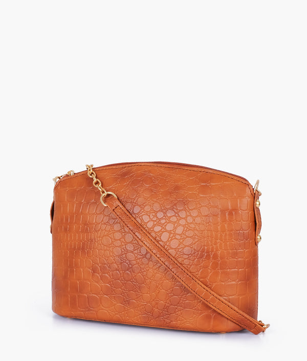 RTW - Brown crocodile with chain strap cross-body bag