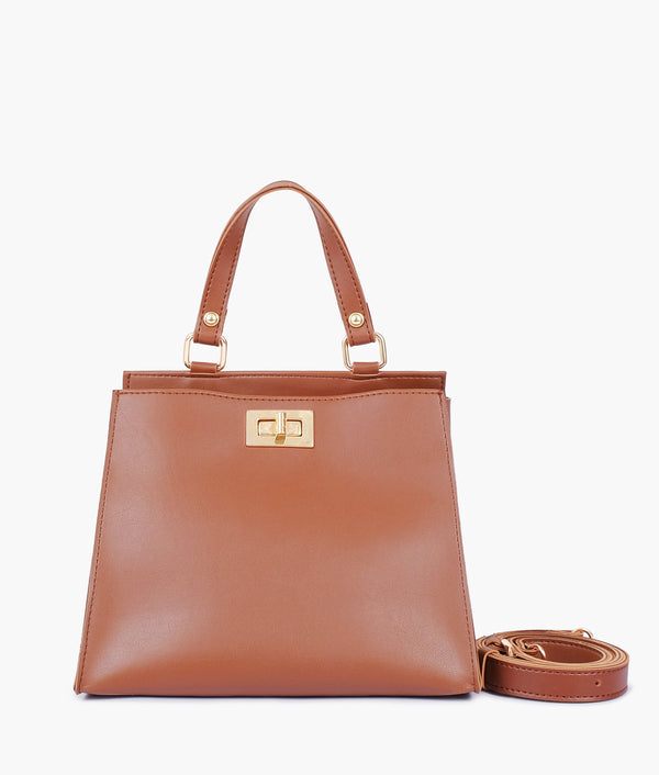 RTW - Brown front lock top-handle mini bag