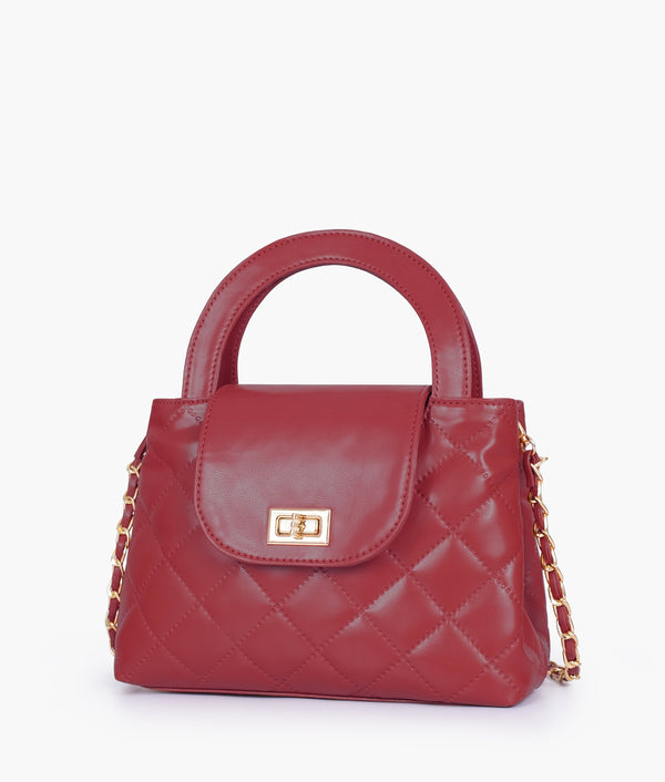 RTW - Maroon flap quilted bag with top handle