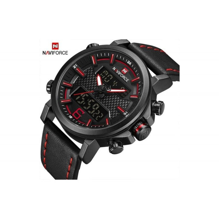 NAVIFORCE- Men's Water Resistant Analog/Digital Watch NF9135 B/R/B Red Black