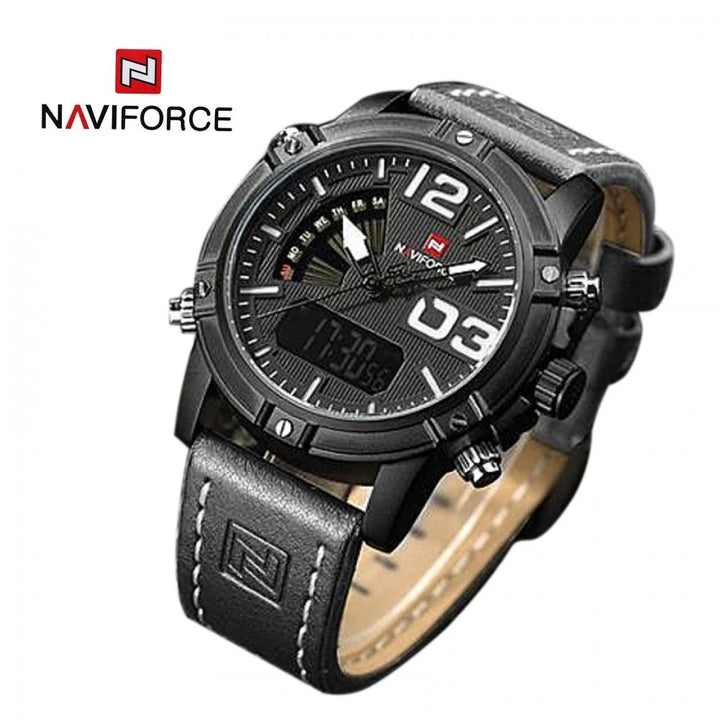 Naviforce- NF9095 Black,Watch For Men With Analog Digital Dual Display