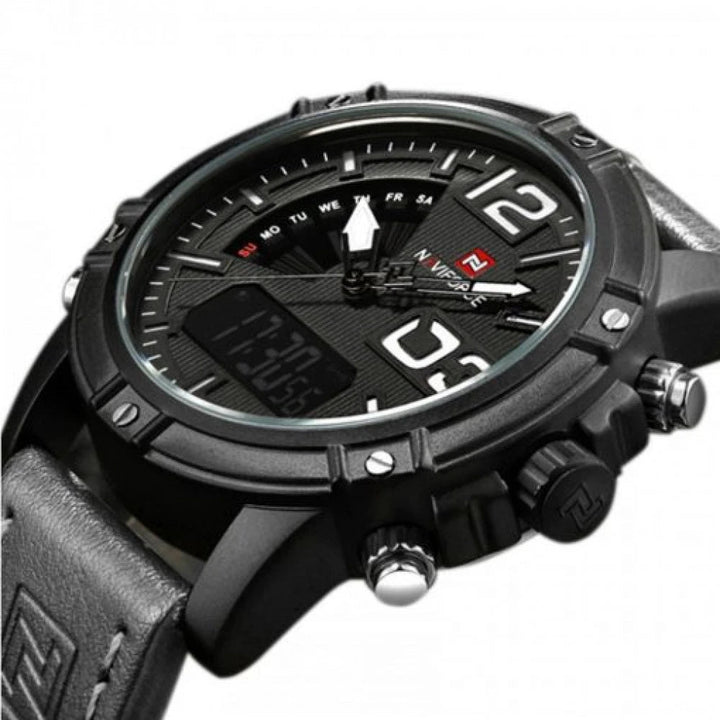 Naviforce- NF9095 Black,Watch For Men With Analog Digital Dual Display