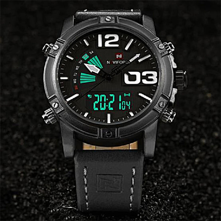 Naviforce- NF9095 Black,Watch For Men With Analog Digital Dual Display