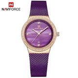 Naviforce - NF5005 Date Function Mesh Analog Ladies Watch - Purple