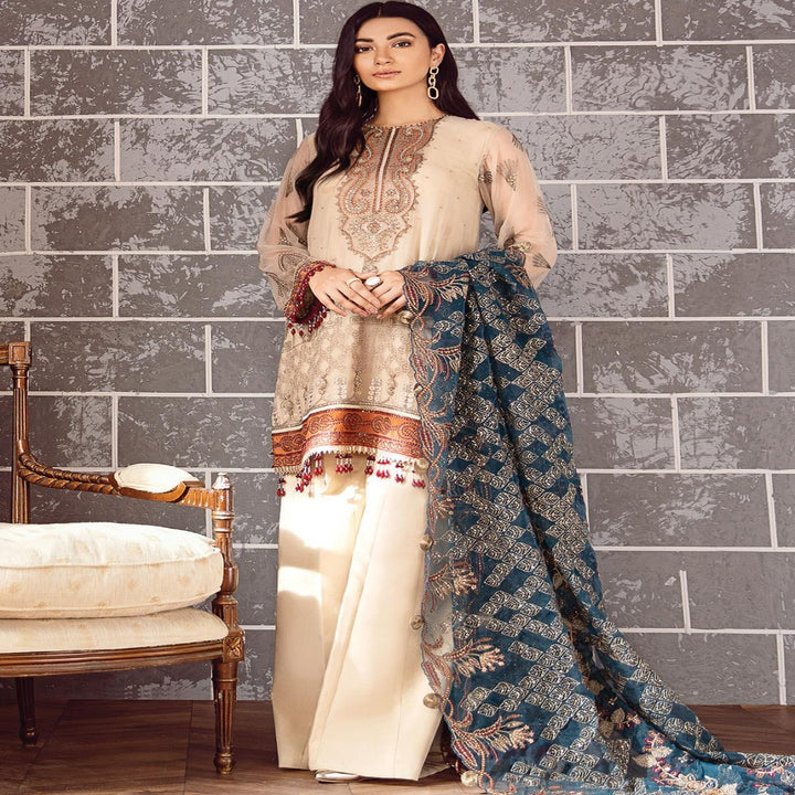 Xenia-Embroidered Chiffon Unstitched 3 Piece Suit XE20RF 01 Izummi