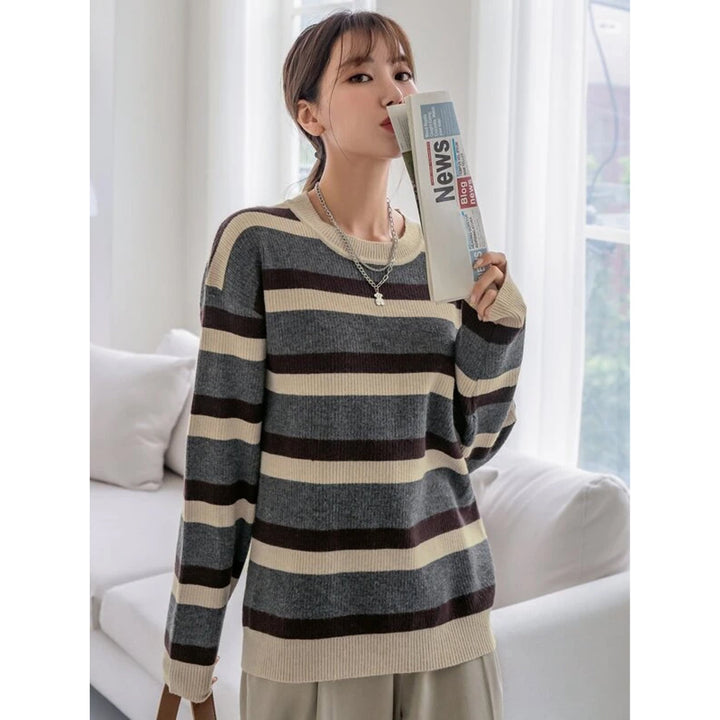 Shein DAZY Striped Drop Shoulder Sweater