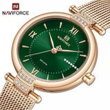 NAVIFORCE- NF5019 Stainless Steel Analog Watch For Women - Green & RoseGold