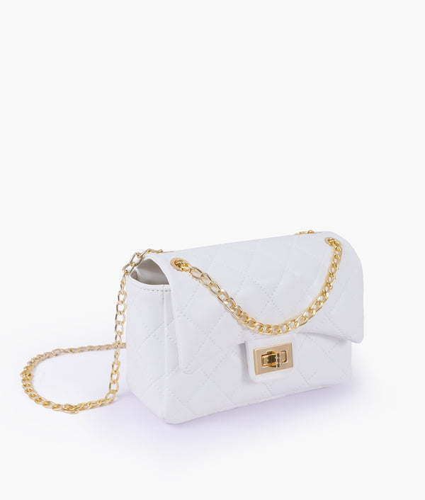 RTW - White quilted mini bag with chain