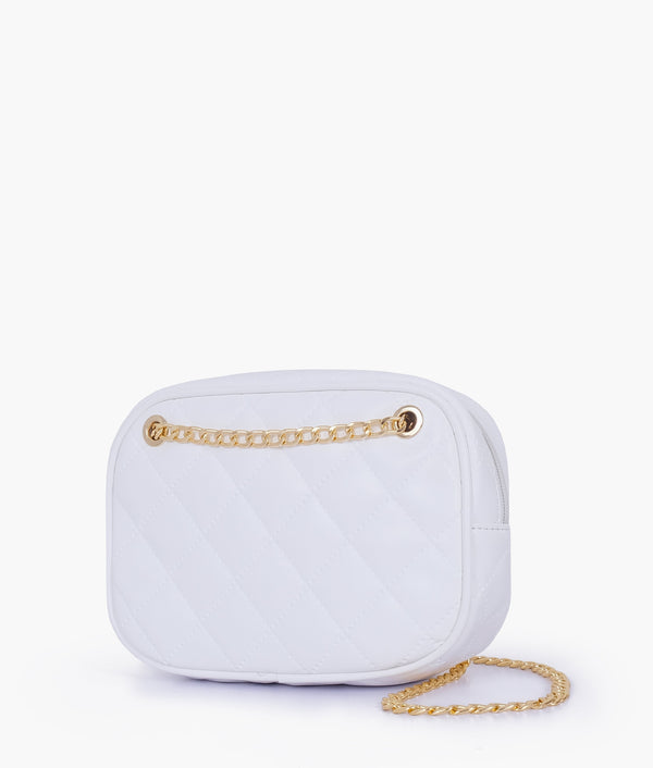 RTW - White quilted rectangle cross-body bag